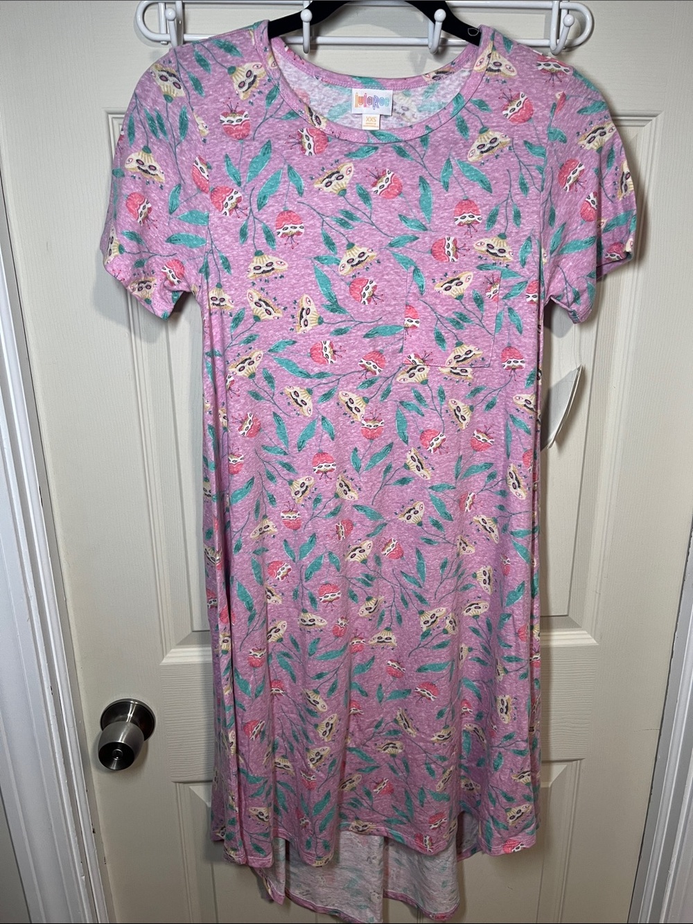 LuLaRoe Pink Floral Leaf High-Low Dress